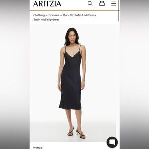 Aritzia Only Slip Satin Midi Dress Black Size M